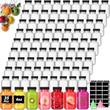 80 Pack 2 oz Glass Shot Bottles with Lids Small Clear Glass Jar for Ginger Shot Mini Juice Bottle Reusable Wide Mouth Travel Cu