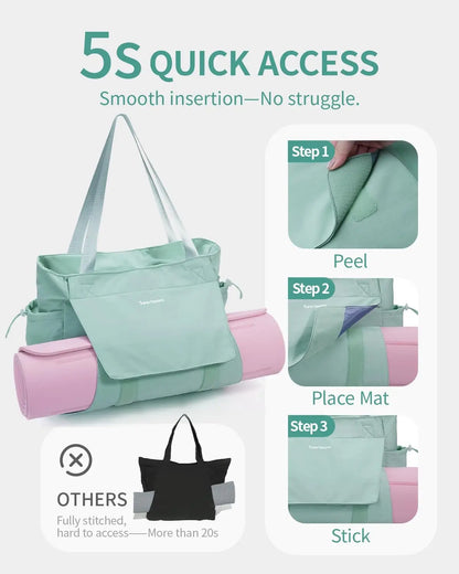Waterproof Yoga Mat Bag with Quick Access Wet Pocket, Lightweight Tote for Men and Women