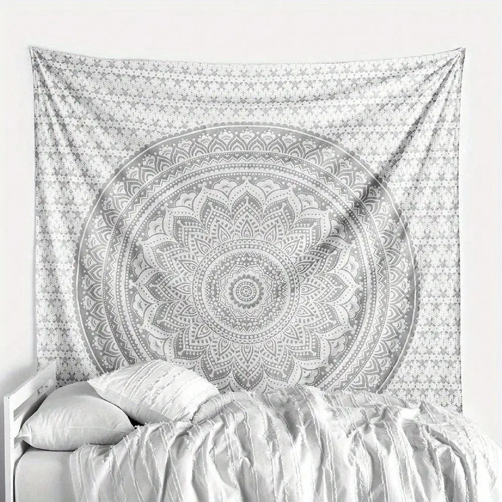 Grey Mandala Tapestry Wall Hanging Bohemian  Decor for Bedroom, Living Room