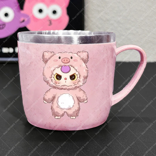 Girl Cute Stainless Steel Water Bottle Anime Baby Three Portable Milk Tea Juice Cup Kids Cartoon Cold Drink Container Mug Gifts