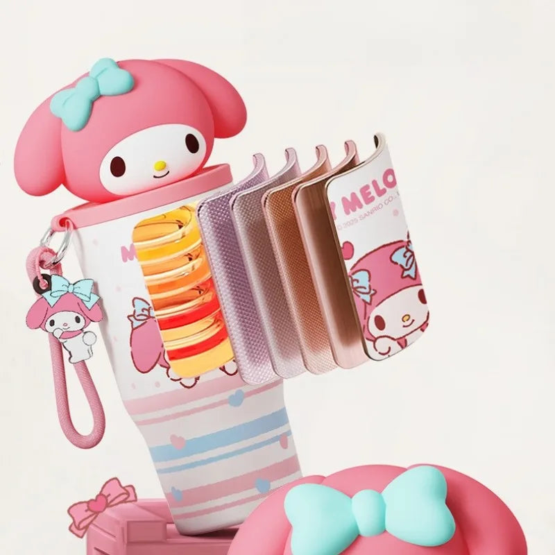 X&W 580ML Sanrio Series Thermos 316 Stainless Steel Doll Head Design Straw Insulated Cup Hello Kitty Kuromi Water Bottle Cutecup