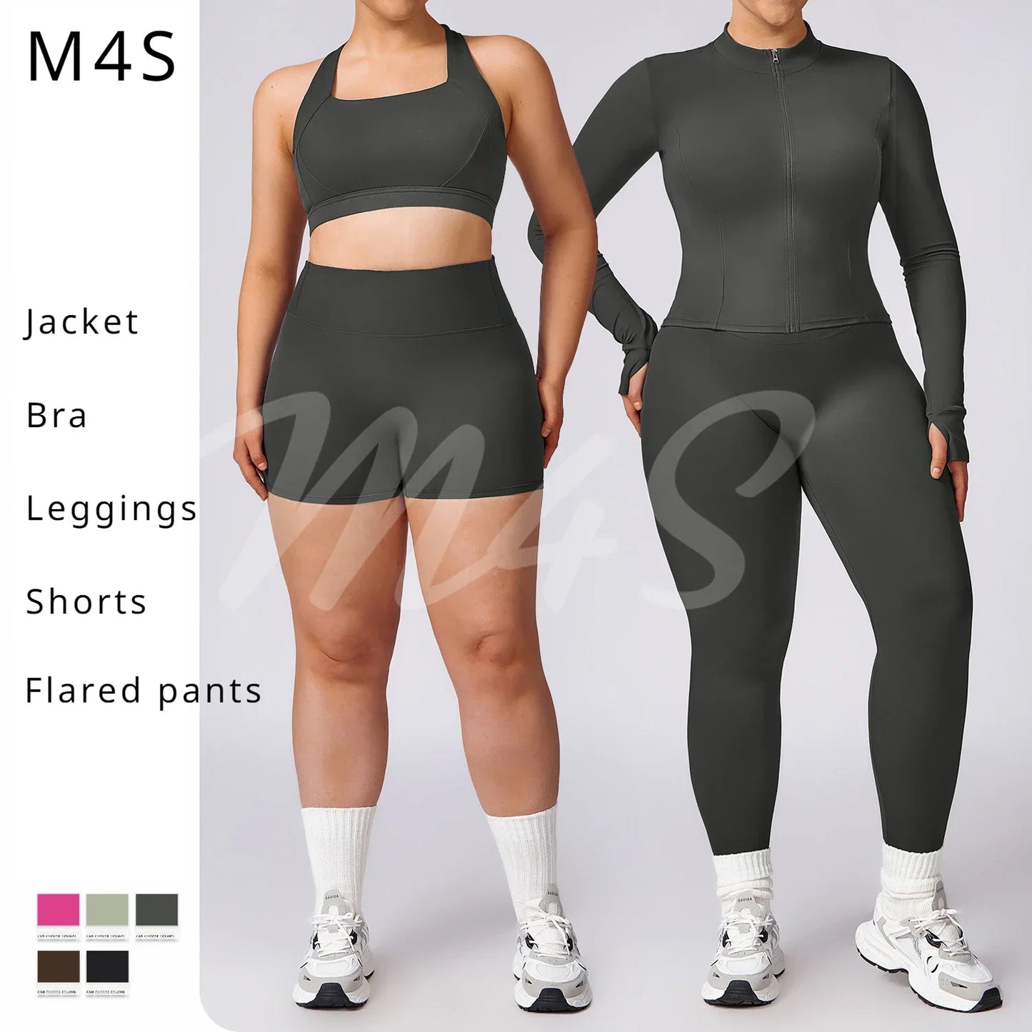 Yoga Set Plus Size for Women Workout Gym Set Sport Jacket Leggings Running Shorts Tracksuit Clothes for Big Size Flared Pants