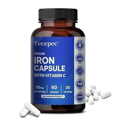 Iron Supplement with Vitamin C - Supports Energy Production, Immune Health, Oxygen Transport & Daily Wellness, Stomach-Friendly