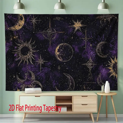 Bohemian Sun & Moon Tapestry,Polyester square wall hanging Decor