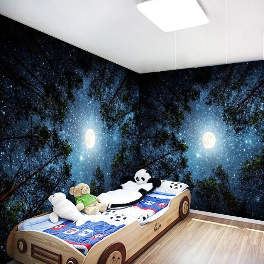 Large Galaxy Forest Tapestry for Bedroom Ceiling, Big Space Night Starry Sky Blue Tapestry Aesthetic.