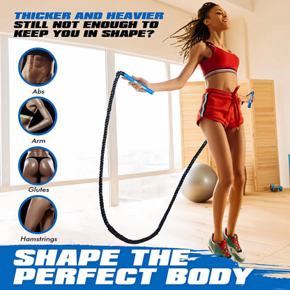 Weighted Jump Rope for Fitness Training, Boxing Cardio Workout Equipment for Men Women Home Gym
