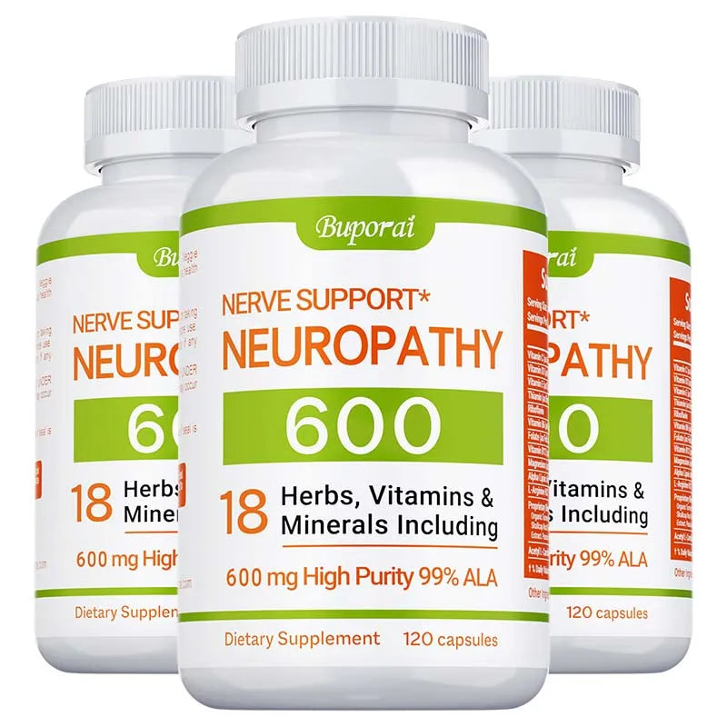 Neuropathy Support Supplement 600mg - Supports The Nervous System, Relieves Stress, Promotes Brain Function, and Boosts Energy