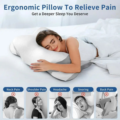 Neck Pillow for Pain Relief Memory Foam Cooling Pillow for Side Sleepers, Adjustable Orthopedic Pillow with Removable Breathable
