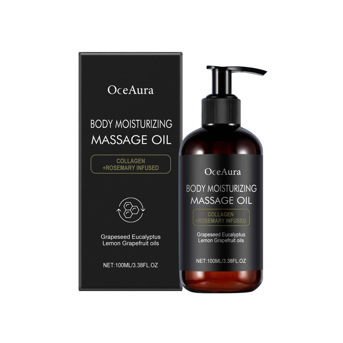 100ml Collagen Lifting Body Oil Rosemary Fragrance Non-Greasy Firming Massage Oil for Glowing Skin Arms Legs Back Buttocks