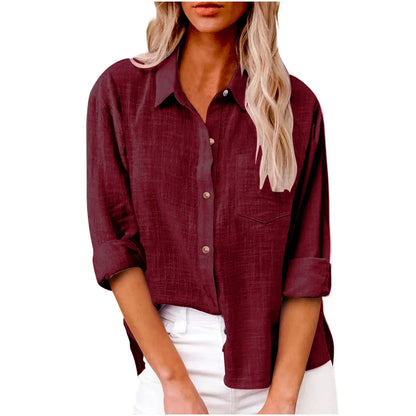 Cotton Linen Long Sleeve  T-Shirt Woman Clothes,Tshirt Elegant Casual Tops Tees Streetwear