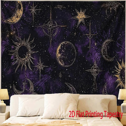 Bohemian Sun & Moon Tapestry,Polyester square wall hanging Decor