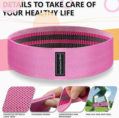 3-Level Fabric Resistance Bands Set for Workout, Yoga, Strength Training - Light to Heavy Tension
