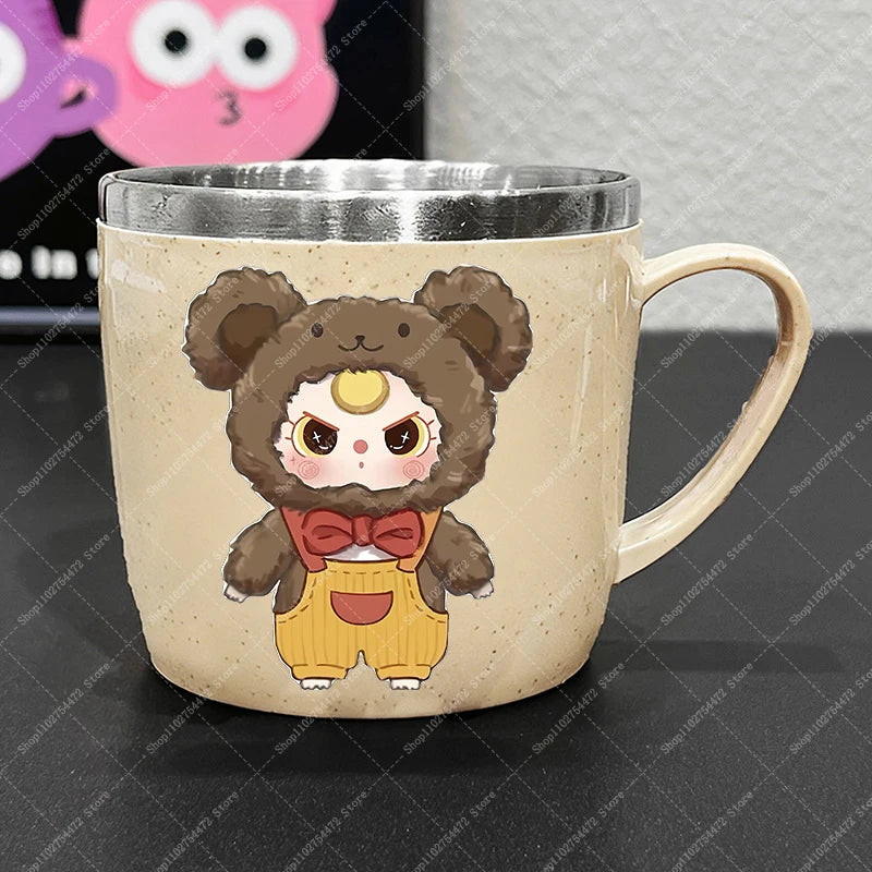 Girl Cute Stainless Steel Water Bottle Anime Baby Three Portable Milk Tea Juice Cup Kids Cartoon Cold Drink Container Mug Gifts