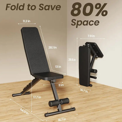 Weight Bench for Home Gym, 7 Backrests Foldable Workout Bench for Dumbbell Exercise Full Body Exercise, Compact for Small Spaces