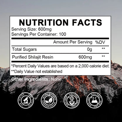 BBEEAAUU 60g 100% Himalaya Pure Shilajit Resin Original Mineral Health Supplement Non-GMO Brain Memory Cognitive Energy Health