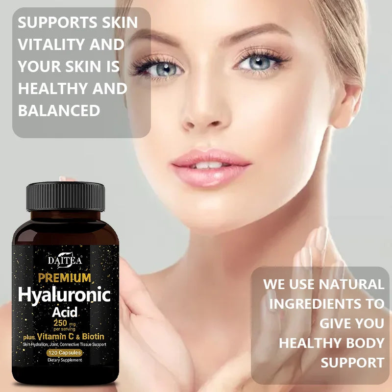 Hyaluronic Acid  Supplement | Contains Vitamin C and Biotin, Skin Moisturizing, Maintain Joint Health, Promote Hair Growth