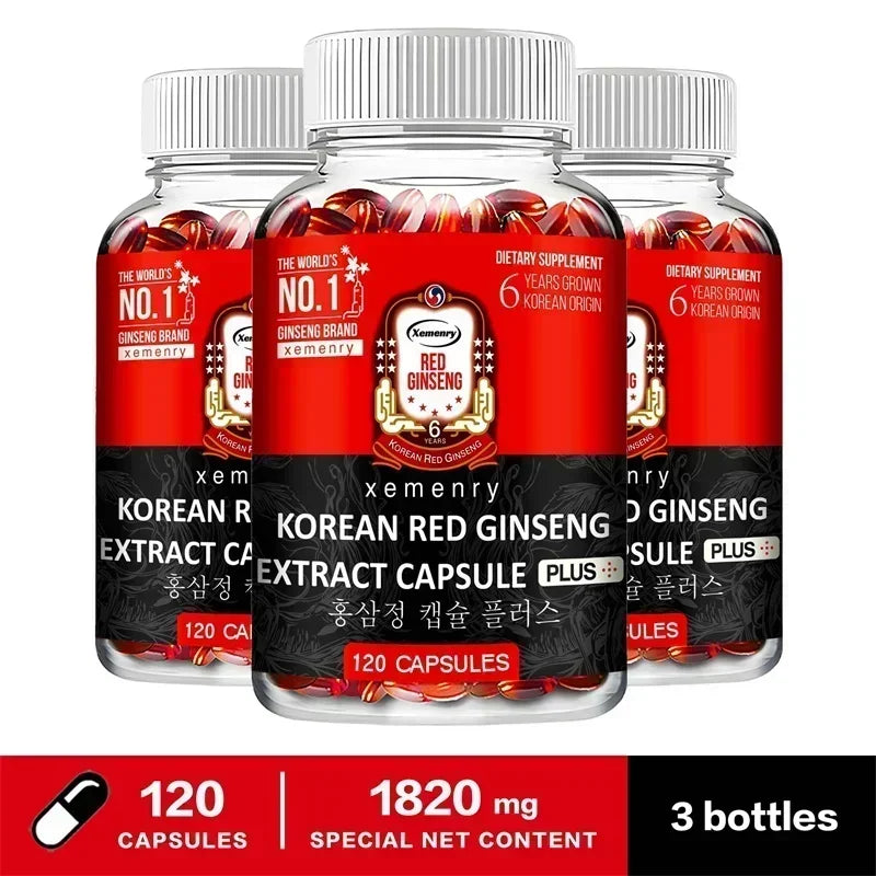 Korean Red Ginseng Supplement - Supports Overall Health, Boosts Energy Production, Relieves Stress, and Strengthens ImmunitySupp