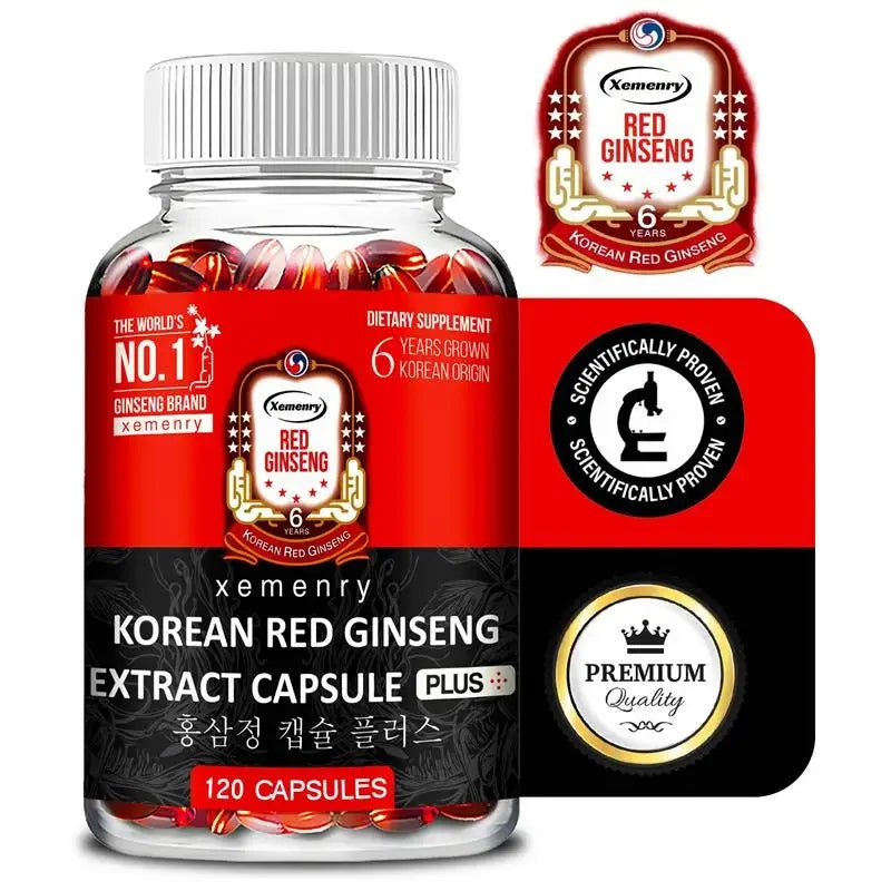 Korean Red Ginseng Supplement - Supports Overall Health, Boosts Energy Production, Relieves Stress, and Strengthens ImmunitySupp