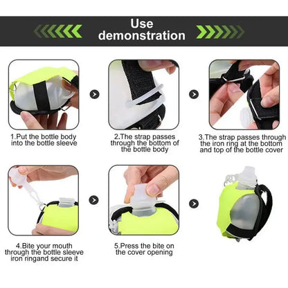 Sport Wrist Silicone Running Water Bottle Wearable Hands Free Sports Bottle Fordable Leak proof