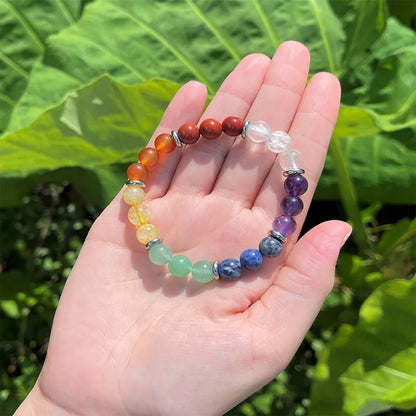 7 Chakra Bracelet: 8mm round stone chakra crystal, perfect for meditation, healing, reiki