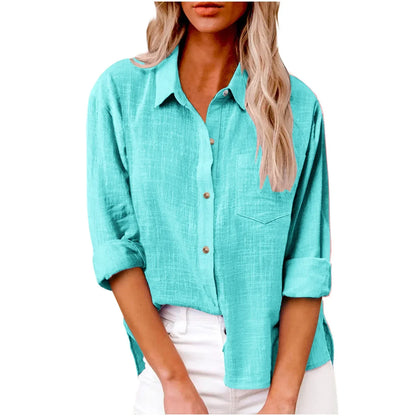 Cotton Linen Long Sleeve  T-Shirt Woman Clothes,Tshirt Elegant Casual Tops Tees Streetwear