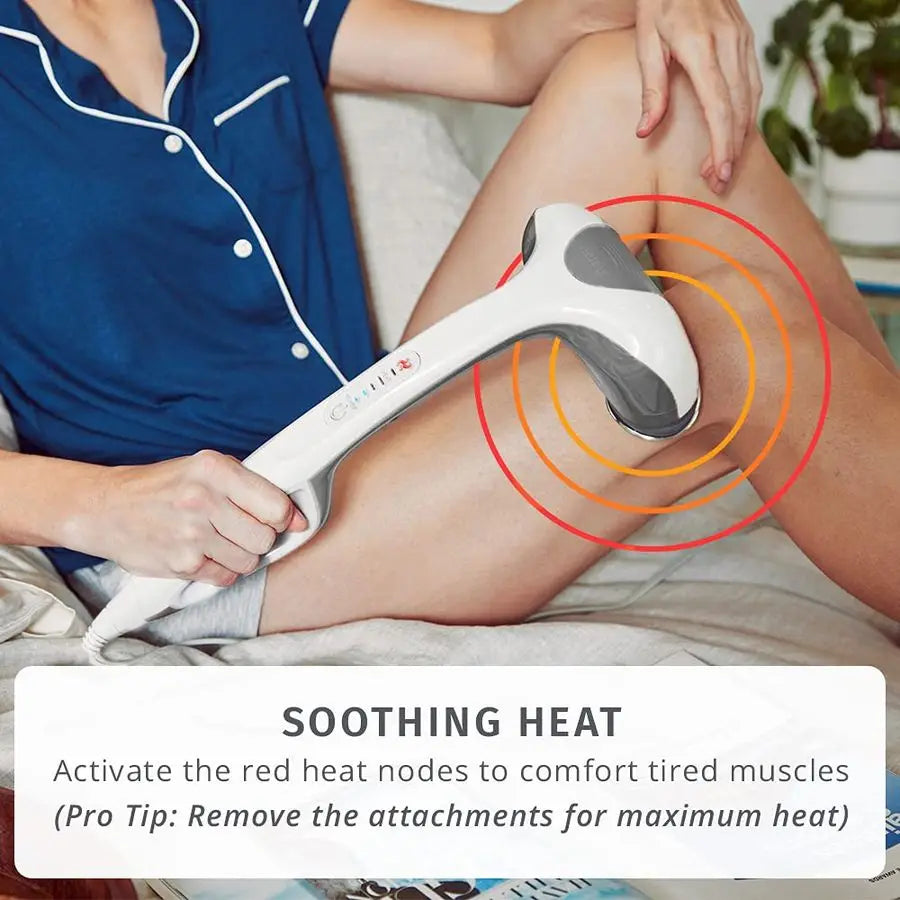 Back Massager Heated Automatic Percussion Back, Body and Neck Massager with Dual Pivoting Heads, Interchangeable Nodes, for Shou