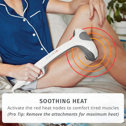 Back Massager Heated Automatic Percussion Back, Body and Neck Massager with Dual Pivoting Heads, Interchangeable Nodes, for Shou