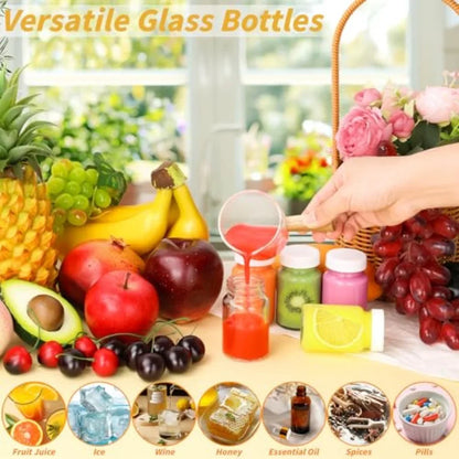 80 Pack 2 oz Glass Shot Bottles with Lids Small Clear Glass Jar for Ginger Shot Mini Juice Bottle Reusable Wide Mouth Travel Cu
