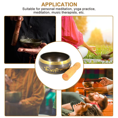Nepal Tibetan Sing Bowl 4 Size Himalayan Buddhist Metal Yoga Meditation Singing Bowl Fengshui Handmade Bronze Chime Bowl