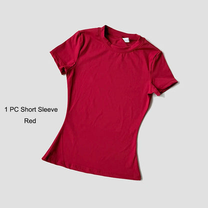 Women's Sports Yoga Set Seamless Knitted Fitness Gym Clothes Sportswear Short Sleeve Crop Top Tracksuits Gym Short Leggings