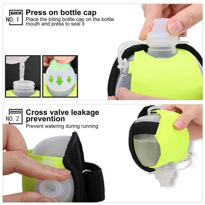 Sport Wrist Silicone Running Water Bottle Wearable Hands Free Sports Bottle Fordable Leak proof