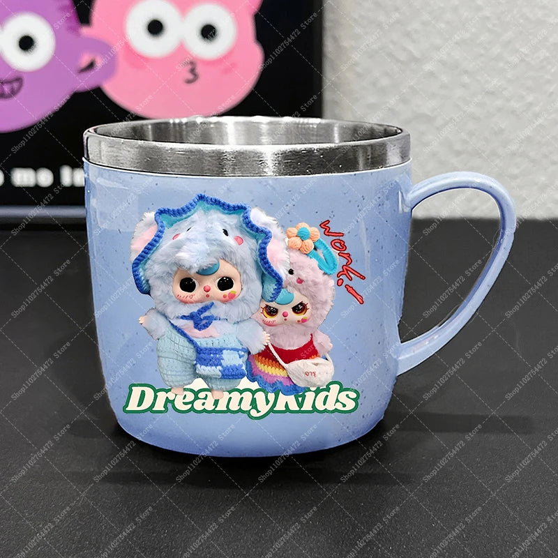 Girl Cute Stainless Steel Water Bottle Anime Baby Three Portable Milk Tea Juice Cup Kids Cartoon Cold Drink Container Mug Gifts