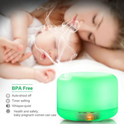 EU Plug Essential Oil Burner Remoto Control Cool Mist Humidifier Night Light Aromatherapy Diffuser Purifier