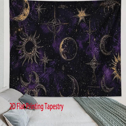 Bohemian Sun & Moon Tapestry,Polyester square wall hanging Decor