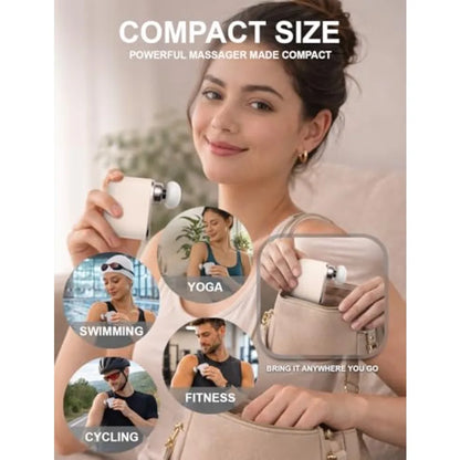 Mini Massage Gun - Small Handheld Muscle Massager with Percussion Deep Tissue 5 Adjustable Vibration Frequency 3 Interchangeabl