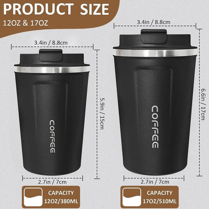  Stainless Steel Coffee Mug Travel Double Leak Proof Car Thermos Cup Tea Coffee Mug Reusable Hot Cold Drinks Insulated Cup
