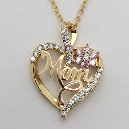 Best Selling Mom Heart Necklace, Rhinestone Heart Pendant, Perfect Mother's Day Gift & Light Luxury Clavicle Chain