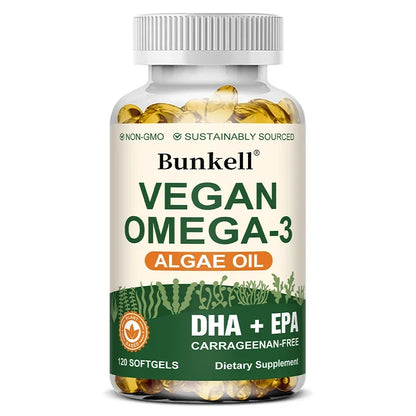 Vegan Omega 3 Algae Oil, with DHA & EPA, Heart, Brain, and Eye Health, Fish Oil Alternative, 30/60/120 Softgel Capsules, Non-GMO