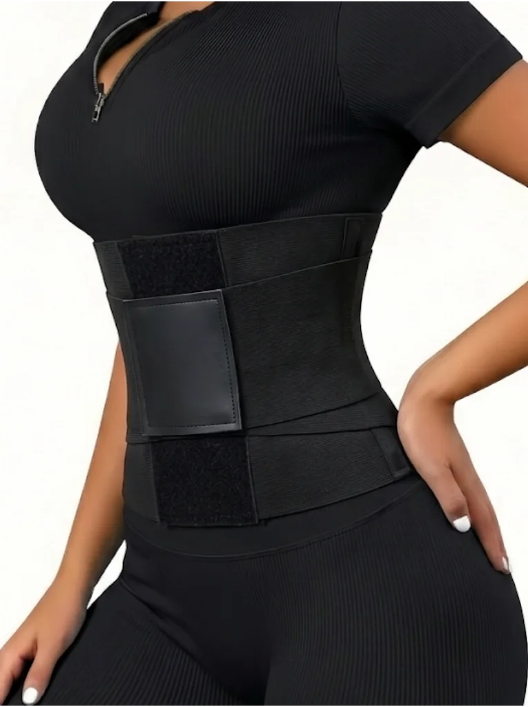 Women's Leopard Print Waist Trainer Double Belt Adjustable Closure High Compression Tummy Control Waistband Slimming Shaper