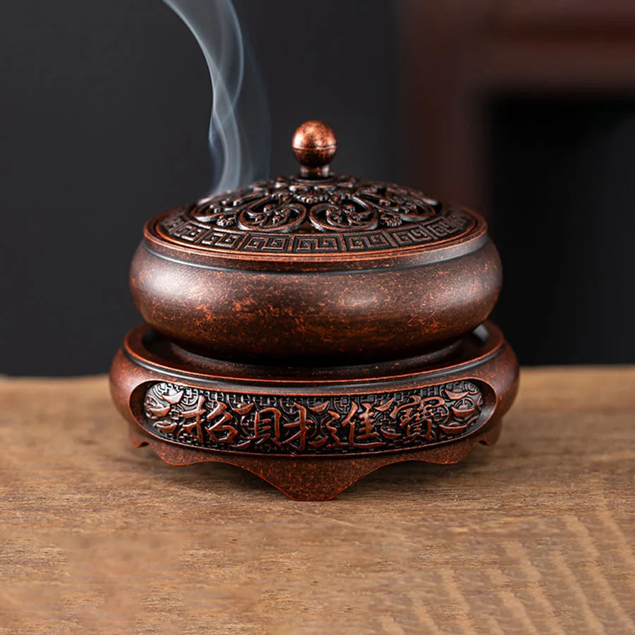Retro Dragon Phoenix Lotus Golden Lotus Thread Air Creative Design Plate Fragrance Tower Incense Spiral Incense Burner