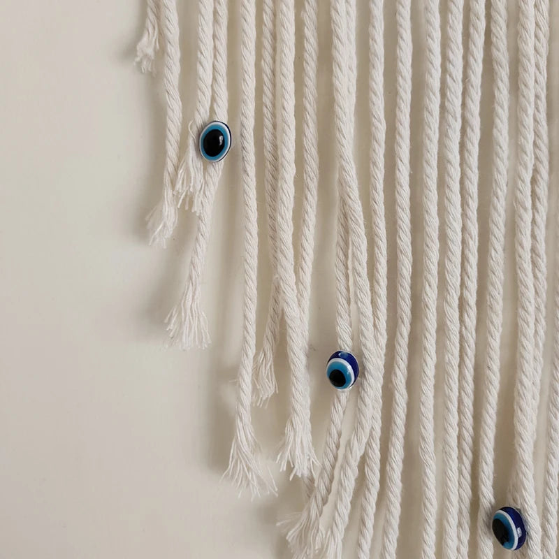 Macrame Wall Hanging Handmade Turkish Evil Eye Pendant Tapestry Nazar Decoration for Home Living Room Wall Home Decoration