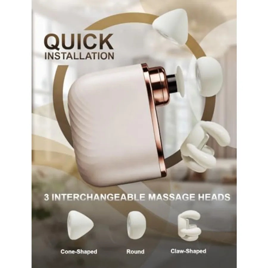Mini Massage Gun - Small Handheld Muscle Massager with Percussion Deep Tissue 5 Adjustable Vibration Frequency 3 Interchangeabl