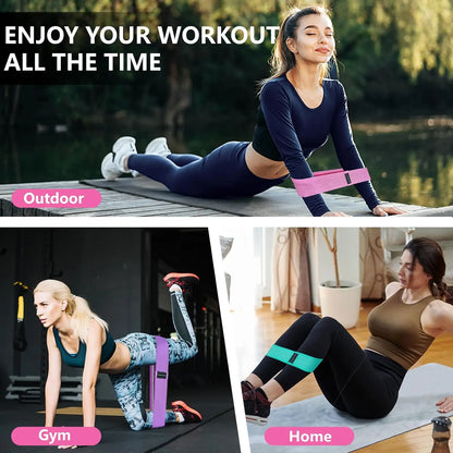 3-Level Fabric Resistance Bands Set for Workout, Yoga, Strength Training - Light to Heavy Tension