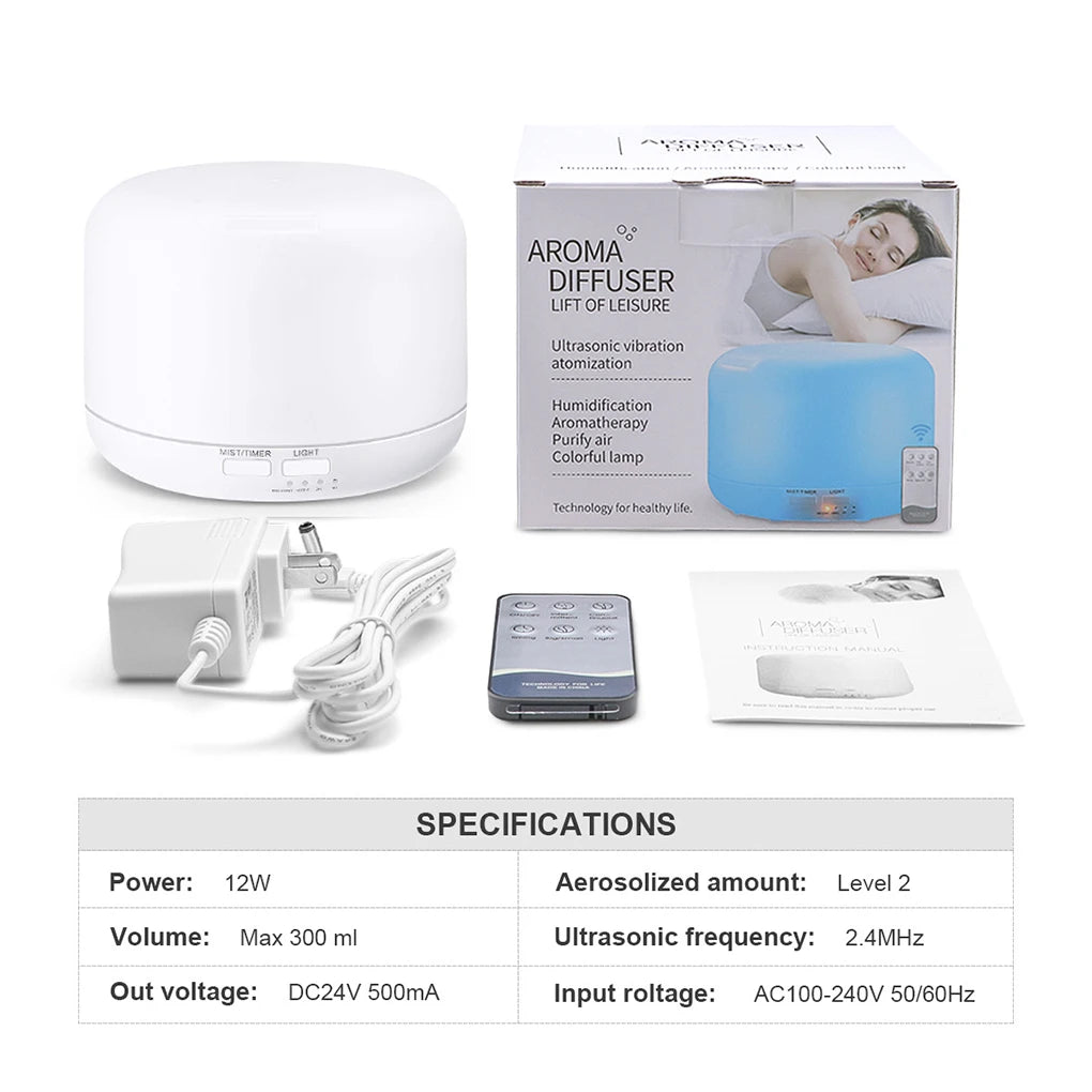 EU Plug Essential Oil Burner Remoto Control Cool Mist Humidifier Night Light Aromatherapy Diffuser Purifier