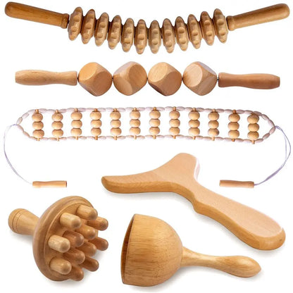 in 1 Wood Therapy Massage Tools, Maderoterapia kit, Wood Therapy Set, Lymphatic Drainage Massager, Wooden Gua Sha Tools, Wooden