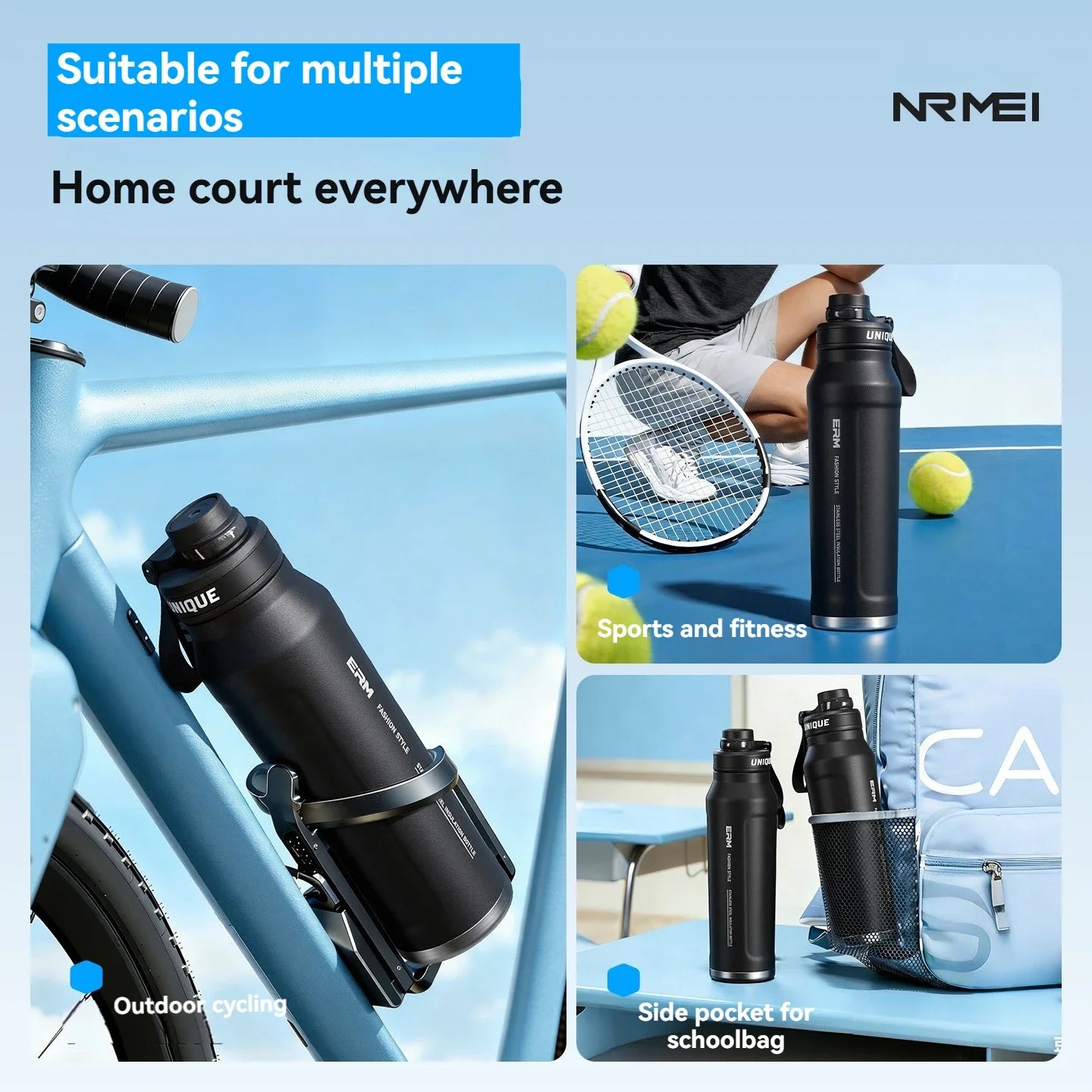 Waterbottle Stainless Steel Tumble Large Capacity Insulated Flasks Cycling Sports Portable Water Bottle for Men