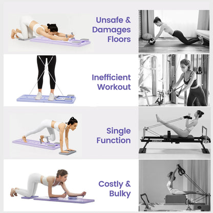 Ab Pilates Board Adjustable Multi-Functional Abdominal Strength Train Full-Body Fitness Workout Resistance Bands for Home Office