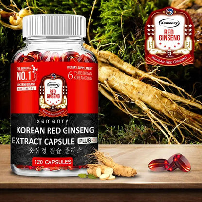 Korean Red Ginseng Supplement - Supports Overall Health, Boosts Energy Production, Relieves Stress, and Strengthens ImmunitySupp