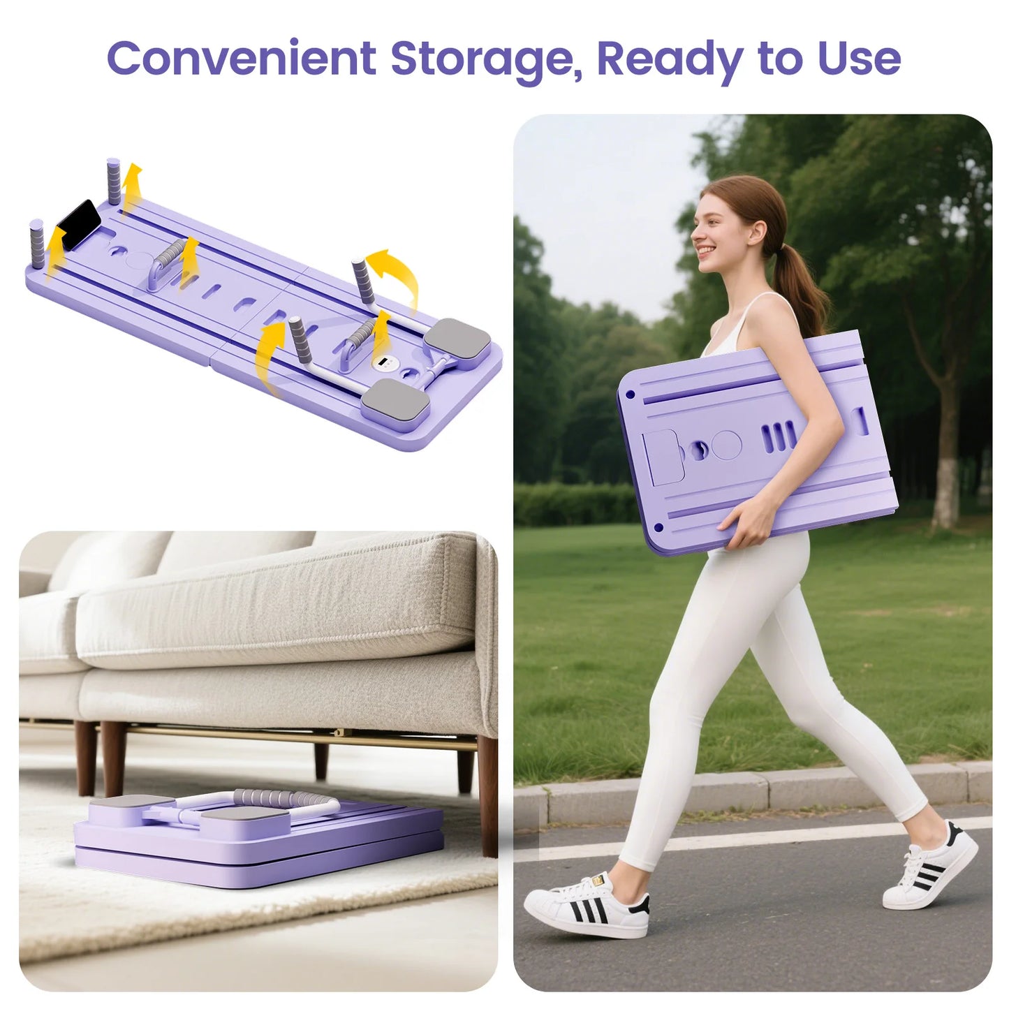 Ab Pilates Board Adjustable Multi-Functional Abdominal Strength Train Full-Body Fitness Workout Resistance Bands for Home Office