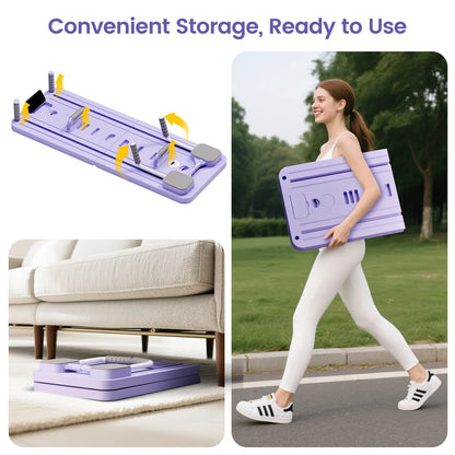 Ab Pilates Board Adjustable Multi-Functional Abdominal Strength Train Full-Body Fitness Workout Resistance Bands for Home Office